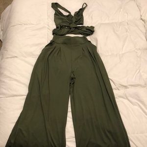 hang fire belted denim playsuit in beige